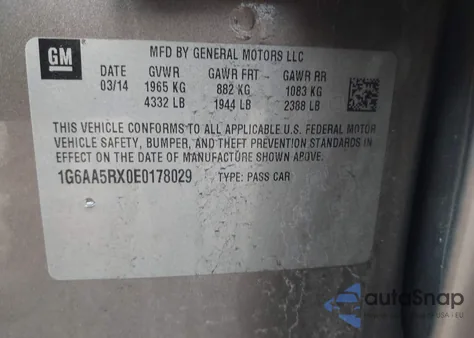 2014 Cadillac Ats Standard from USA, damaged, VIN 1G6AA5RX0E0178029